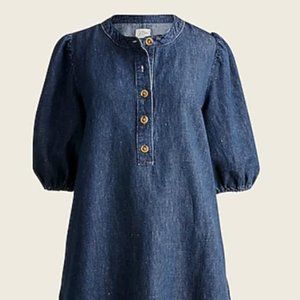 J Crew Puff Sleeve Denim Popover Dress